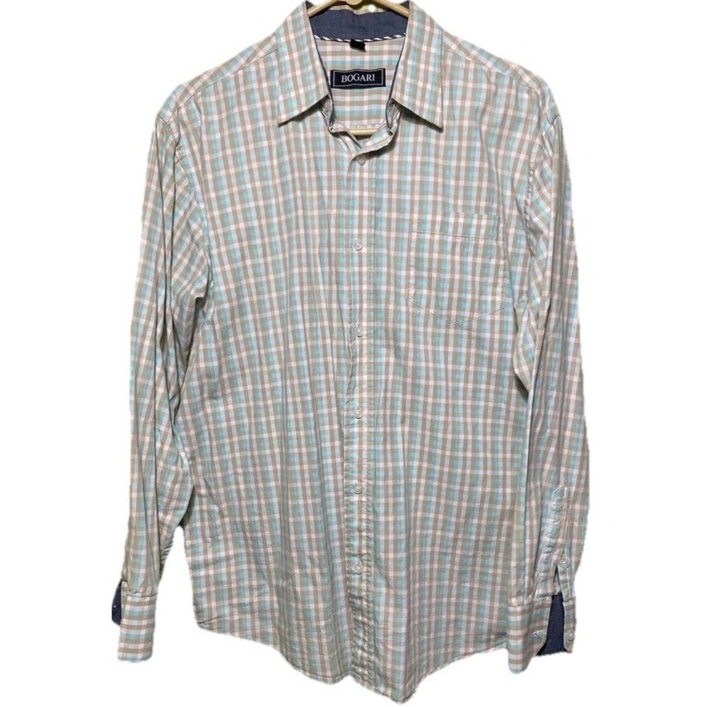 Bogari Mens M Long Sleeve Button Up Dress Shirt Long Sleeve Collar Business‎ Top